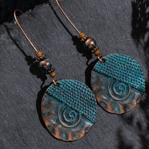 2/$21 Unique Aztec Design Blue Round Earrings